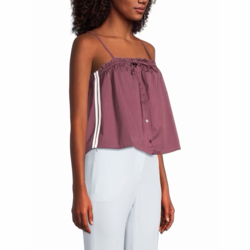 NWT! WeWoreWhat - Button-Up Boxy Tank - Plum White - Size Medium
